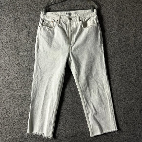 Re/Done Denim - Re/Done Women's Size 30 White High Waist 70's Stovepipe Straight Leg Crop Jeans